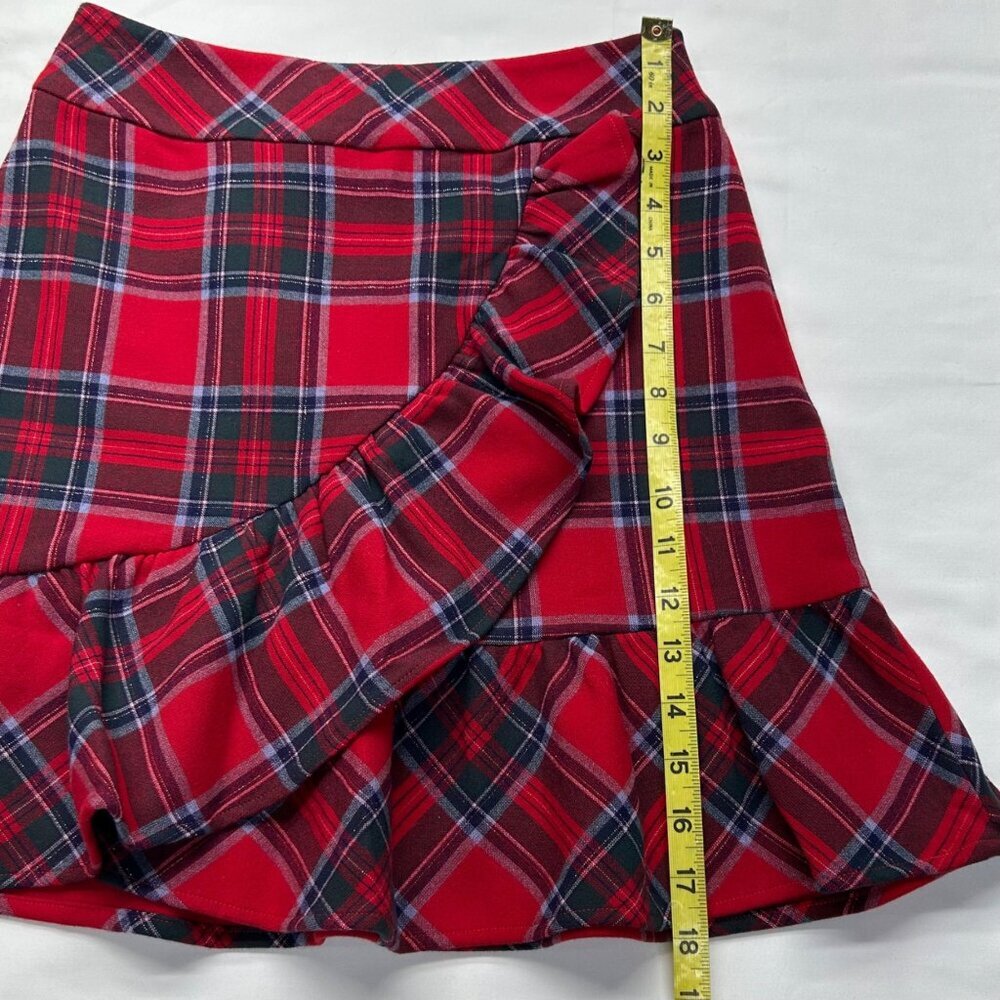 Vineyard Vines Nantucket Lurex Tartan Red Ruffle Skirt NWT Size 00 - Picture 9 of 15